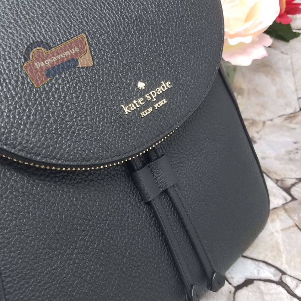 Black Medium Flap Backpack Black Leila Kate Spade - Picture 14 of 15
